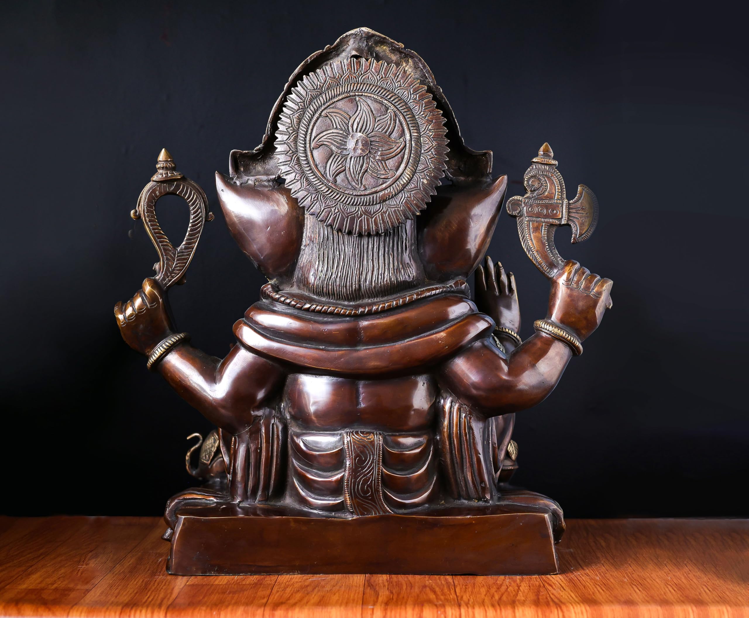 Brass Ganesha Statue With Mosaic, 46 Cm Brass Ganesh Statue, Ganpati Idol, Good Luck Gift For New Beginnings, House Warming Gift